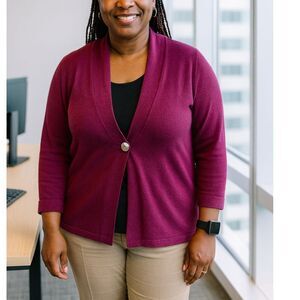 NORM THOMPSON SIZE MEDIUM PURPLE LAMBSWOOL CASHMERE CARDIGAN